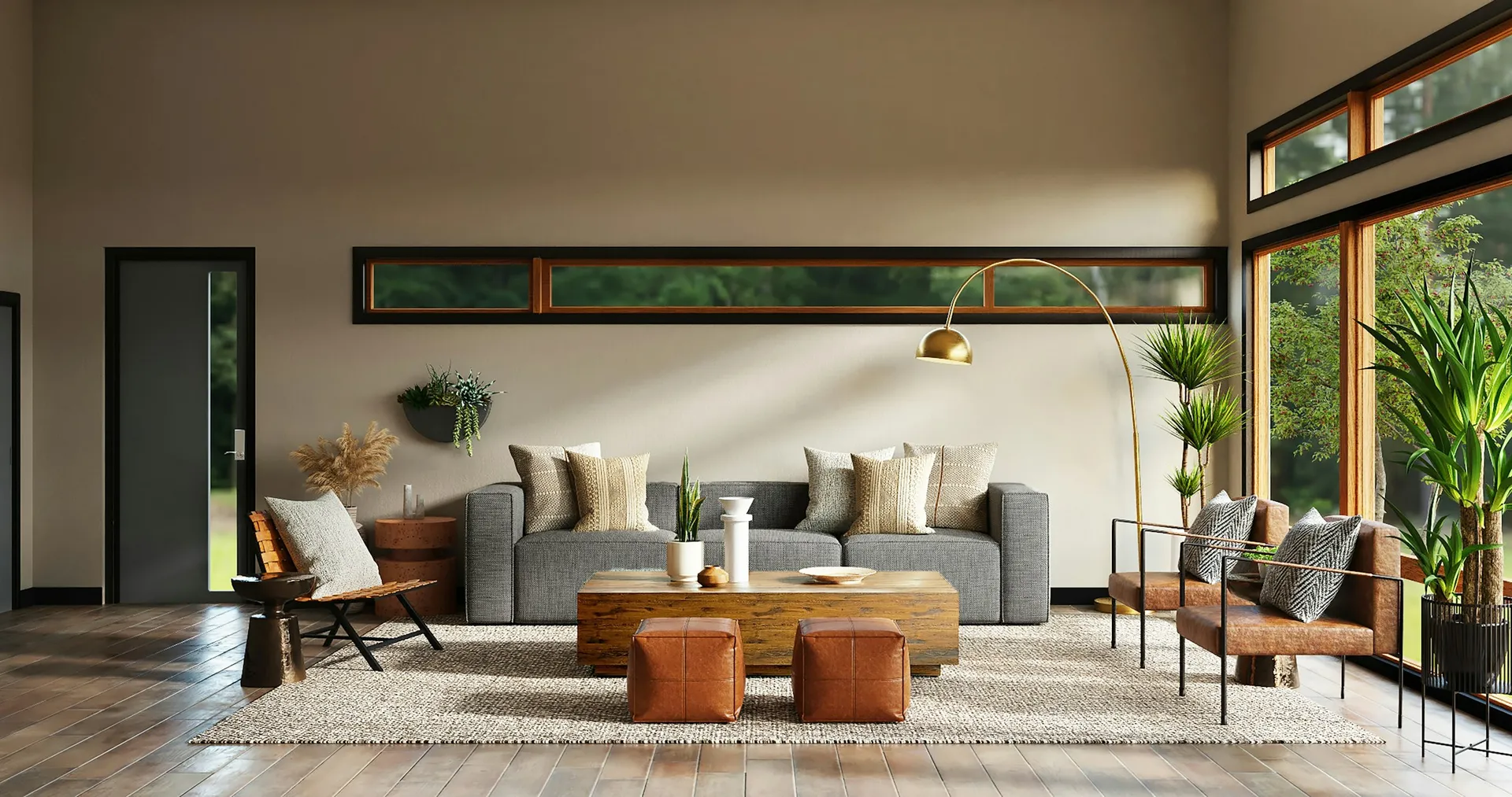 Salon lumineux et chaleureux d'une location de vacances